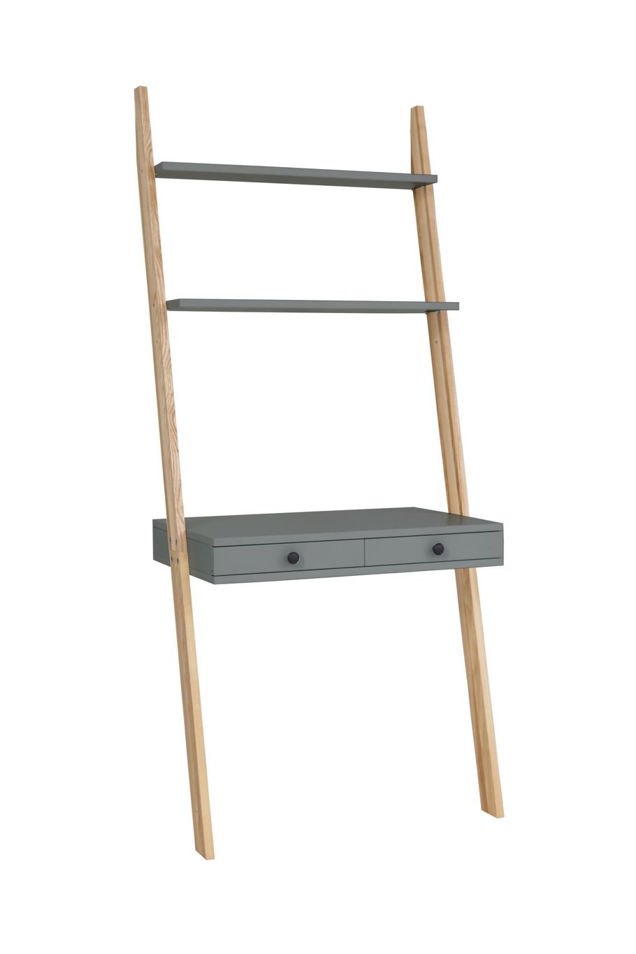Leno Stigehylde Skrivebord 79x183cm Asketræ   Mørkegrå