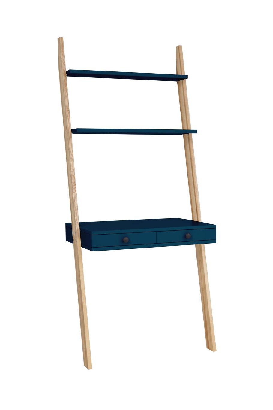 Leno Stigehylde Skrivebord 79x183cm Asketræ   Petrol Blue