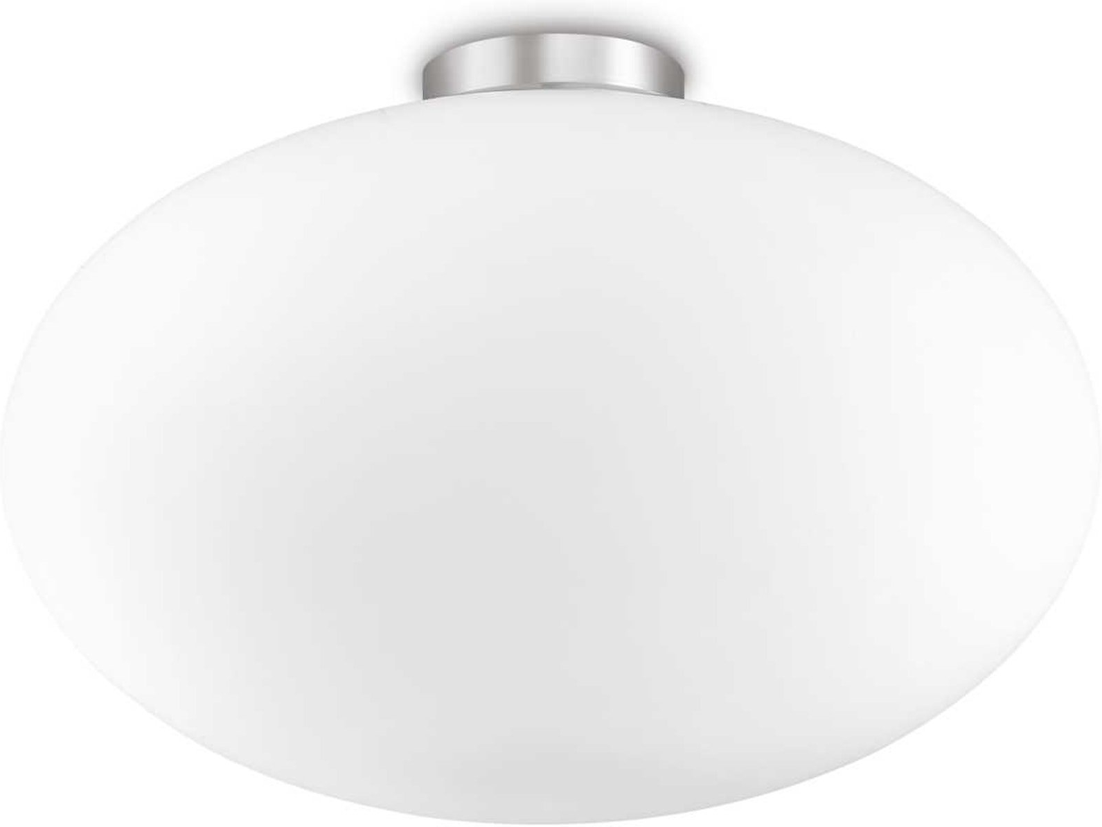 Loftlampe Ideal Lux Candy ø40 H25 Cm Satin Nikkel Hvid Syreætsede Glas Diffusor