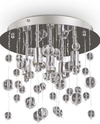 Loftlampe Ideal Lux Neve   Moderne Pendel   Krom Eller Mat Hvid ø27 Cm Med   G9-pærer   Glaskugler