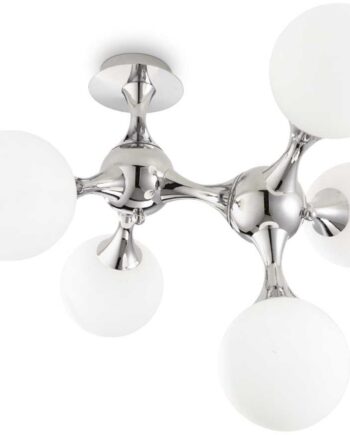 Loftlampe Ideal Lux Nodi 5xe14 Metal Glas Hvid Krom