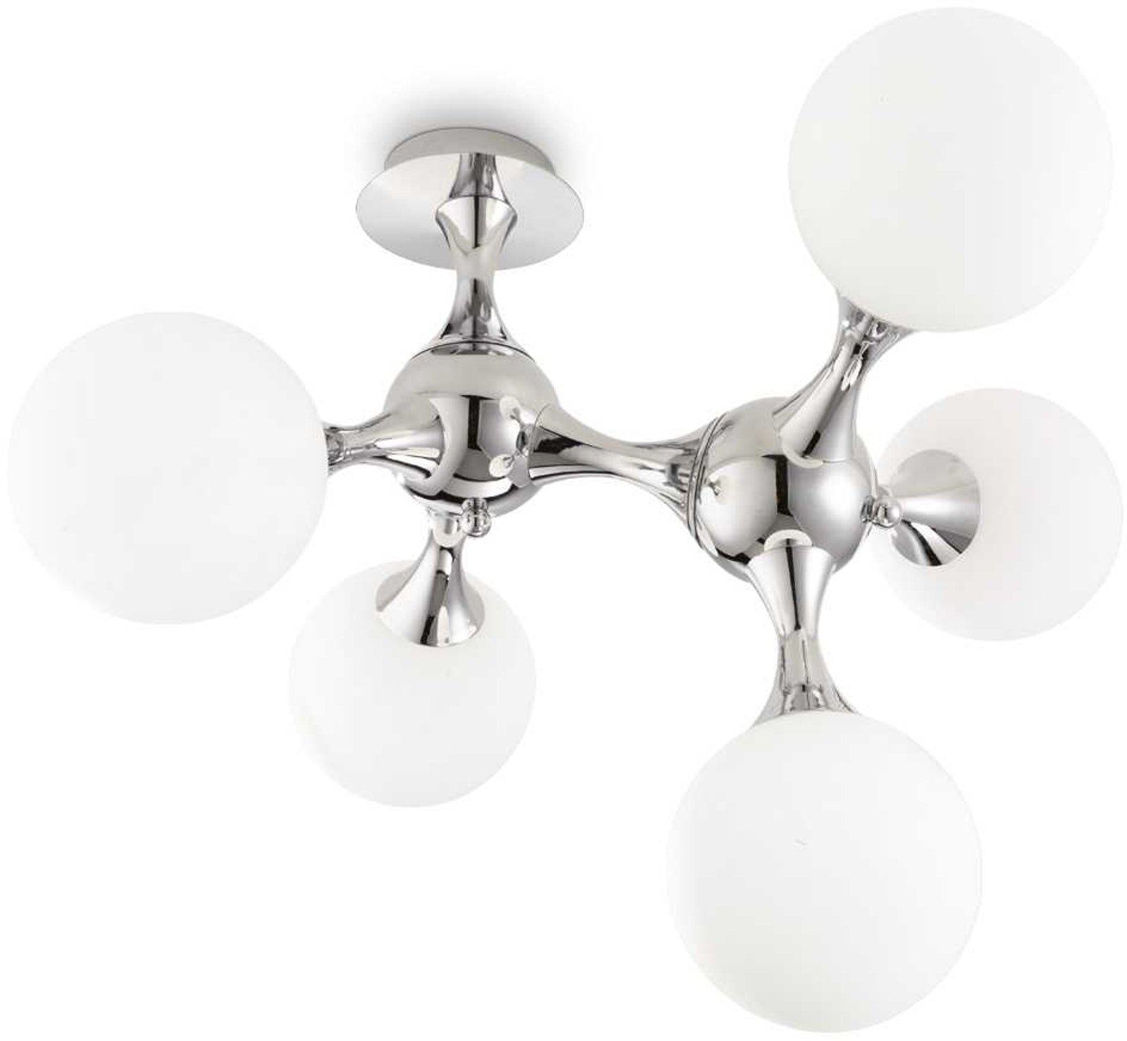 Loftlampe Ideal Lux Nodi 5xe14 Metal Glas Hvid Krom