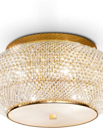 Loftlampe Ideal Lux Pasha  -armet ø40 Cm Guld Metal Glas Krom Ip20