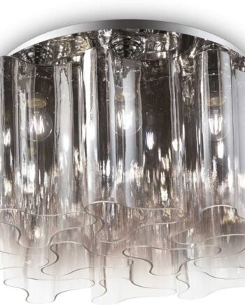 Loftlampe Pendel Ideal Lux Compo ø74   H35 Cm Røg Krom Metal Glas 10ã E27