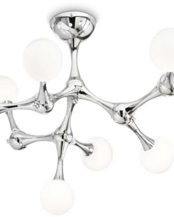 Loftslampe Ideal Lux Nodino ø83xh47   Cm Krom Metal   Hvidt Glas