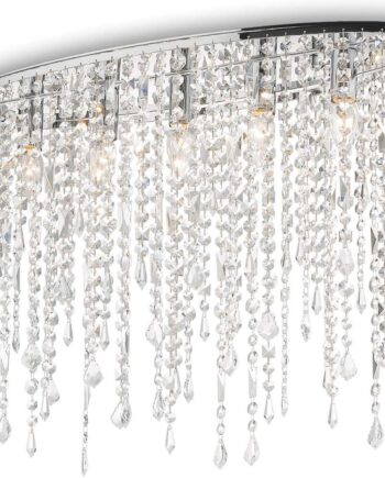 Loftslampe Ideal Lux Rain Med Krystalvedhæng   Krommetal Og Glas