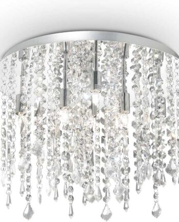 Loftslampe Ideal Lux Royal ø40 Cm H30   Cm Krom Med Krystaller