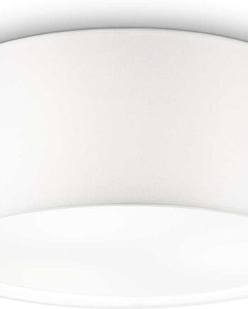 Loftslampe Ideal Lux Wheel ø60   H27 Cm Hvid Glas Stof 5xe27 Ip20 Indendørs