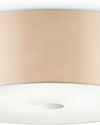 Loftslampe Ideal Lux Woody ø60 Cm Krom Natur Glas Plast 5ã E27