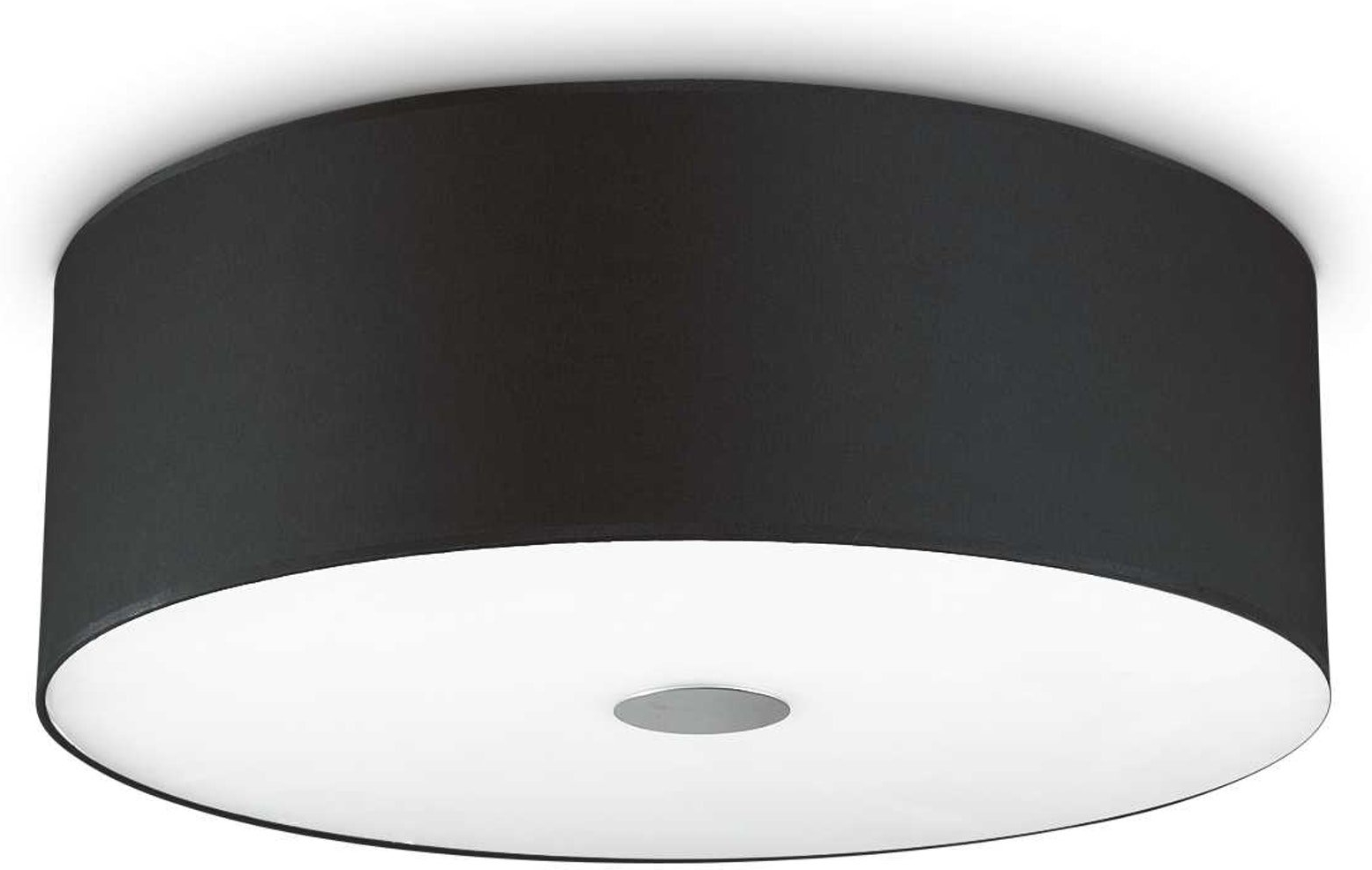 Loftslampe Ideal Lux Woody ø50 Sort Krom Glas Og Stof