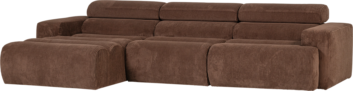 Loungemodul Venstrevendt Woood Novi Mokkabrun Ribstof Chaiselong 300ã 173 Cm  Justerbar Nakkestøtte