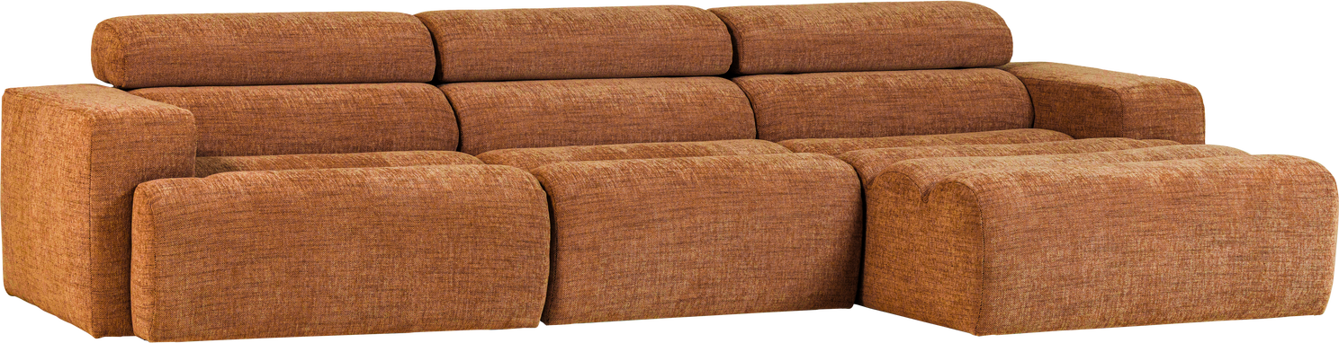Loungesofa Højrevendt Woood Novi Chaiselong  Orange Melange Stof 100  Polyester  B300ã D173 Cm