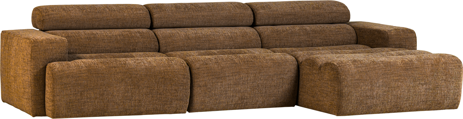 Loungesofa Højrevendt Woood Novi Chaiselongsofa 300x173 Cm Karamel Melange Vasa Vævet Stof