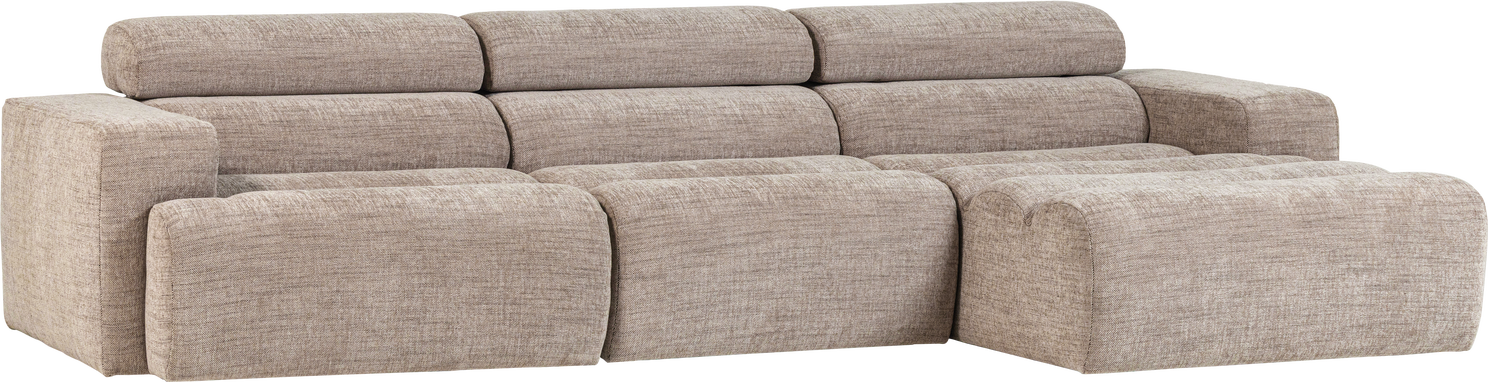Loungesofa Højrevendt Woood Novi  Natur Melange Vævet Polyester  Justerbar Nakkestøtte  300x173 Cm