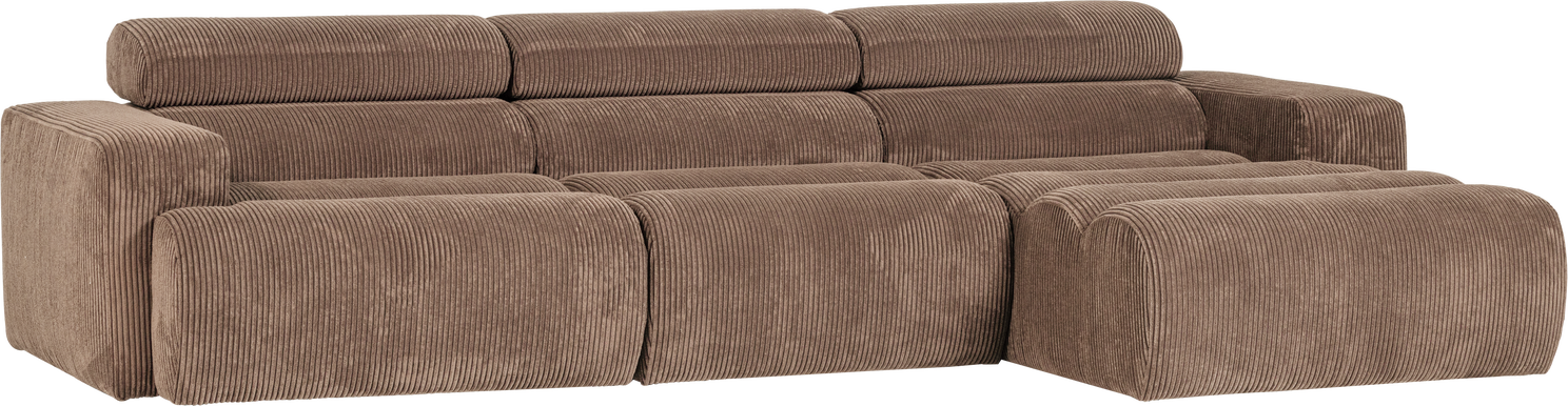 Loungesofa Højrevendt Woood Novi  Ribstrikket Ronni-stof  Taupe  300x173 Cm