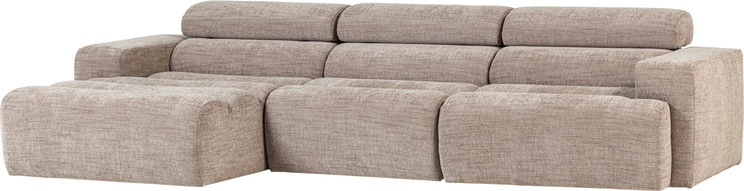 Loungesofa Loungemodul Venstrevendt Woood Novi 300x173 Cm Natur Melange Justerbar Nakkestøtte