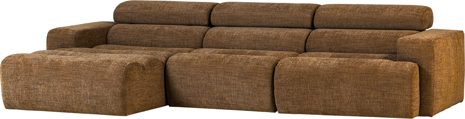 Loungesofa Venstrevendt Chaiselongsofa Woood Novi 300x173 Cm Karamel Melange Vævet Vasa-stof