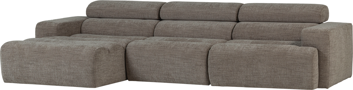 Loungesofa Venstrevendt Woood Novi Grå Melange  100  Polyester  Justerbar Nakkestøtte  300x173 Cm