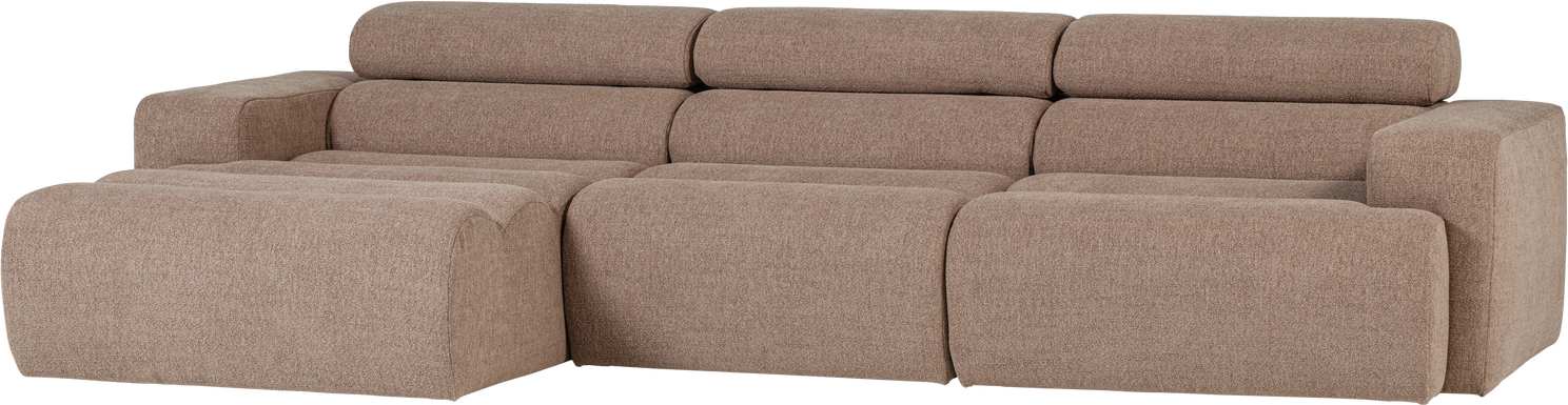 Loungesofa Woood Novi Loungemodul Venstrevendt  Boucléstof Taupe   -element  B300xd173xh73 Cm  Justerbar Nakkestøtte