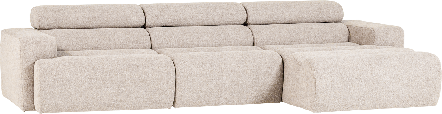 Loungesofa Woood Novi Modul Højrevendt  Natur Bouclé 300x173 Cm  Justerbar Nakkestøtte