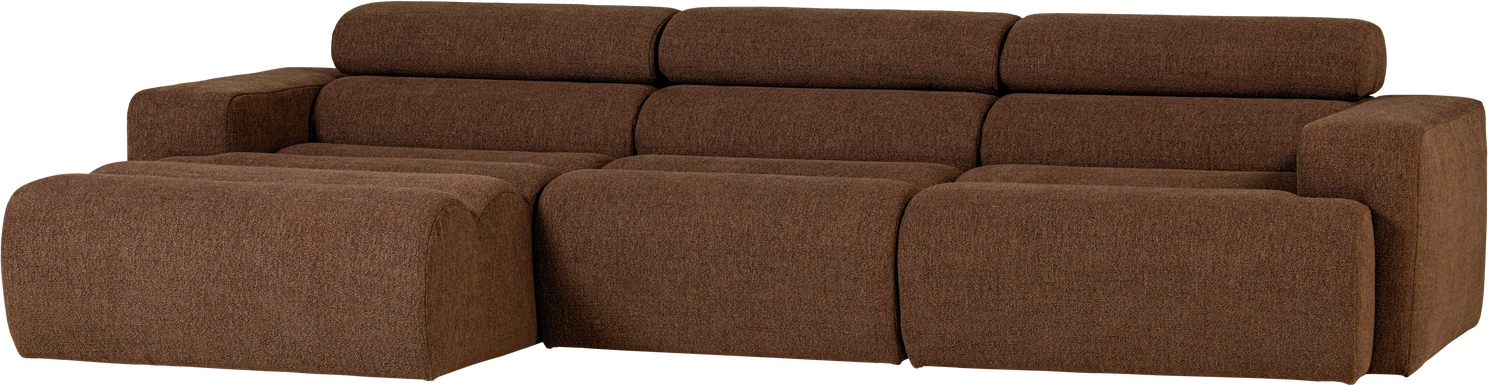 Loungesofa Woood Novi Venstrevendt Chaiselong   Bouclé Mokkabrun 300x173 Cm Med Justerbar Nakkestøtte