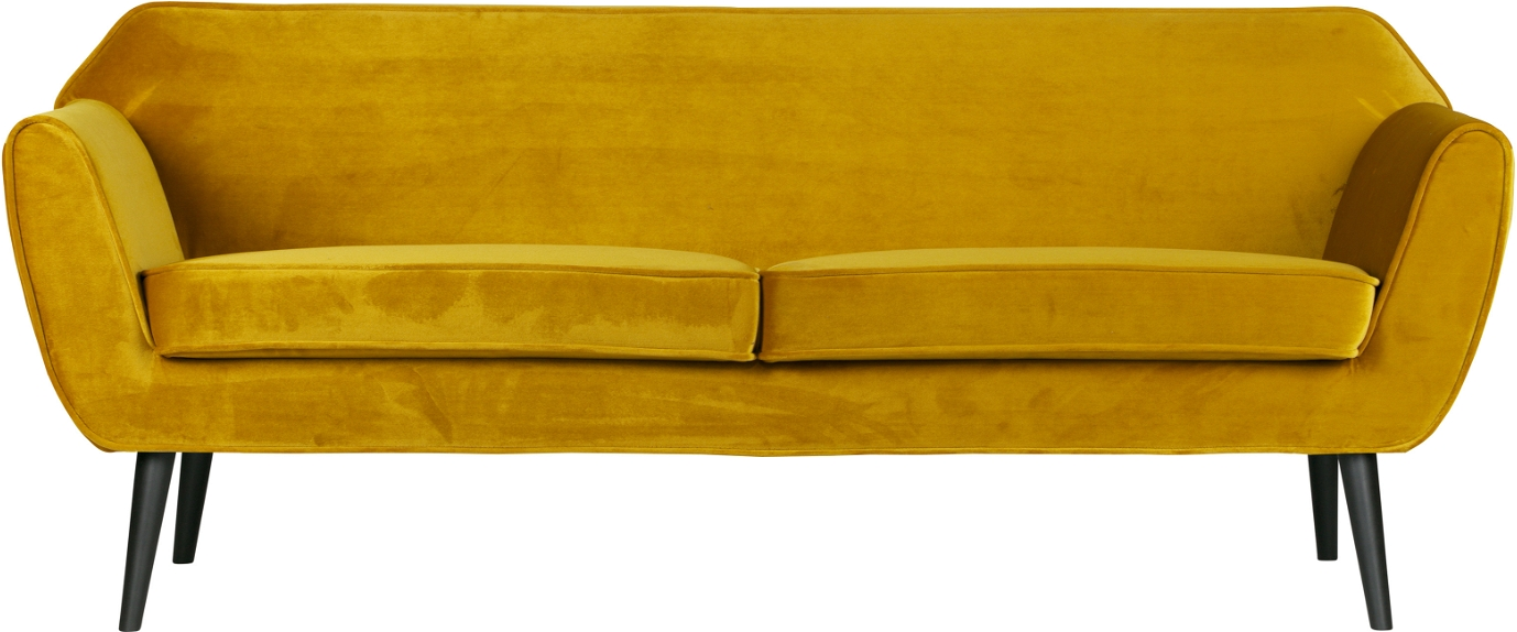Loungesofa Woood Rocco   Gul Jarra Fløjl Med Sorte Fsc-træben 187x82x75 Cm