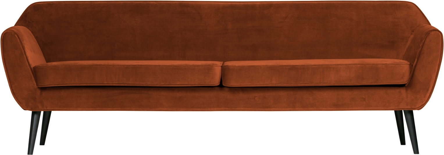 Loungesofa Woood Rocco  -personers Orange Jarra Fløjl 230x82x75 Cm Med Fsc-træramme