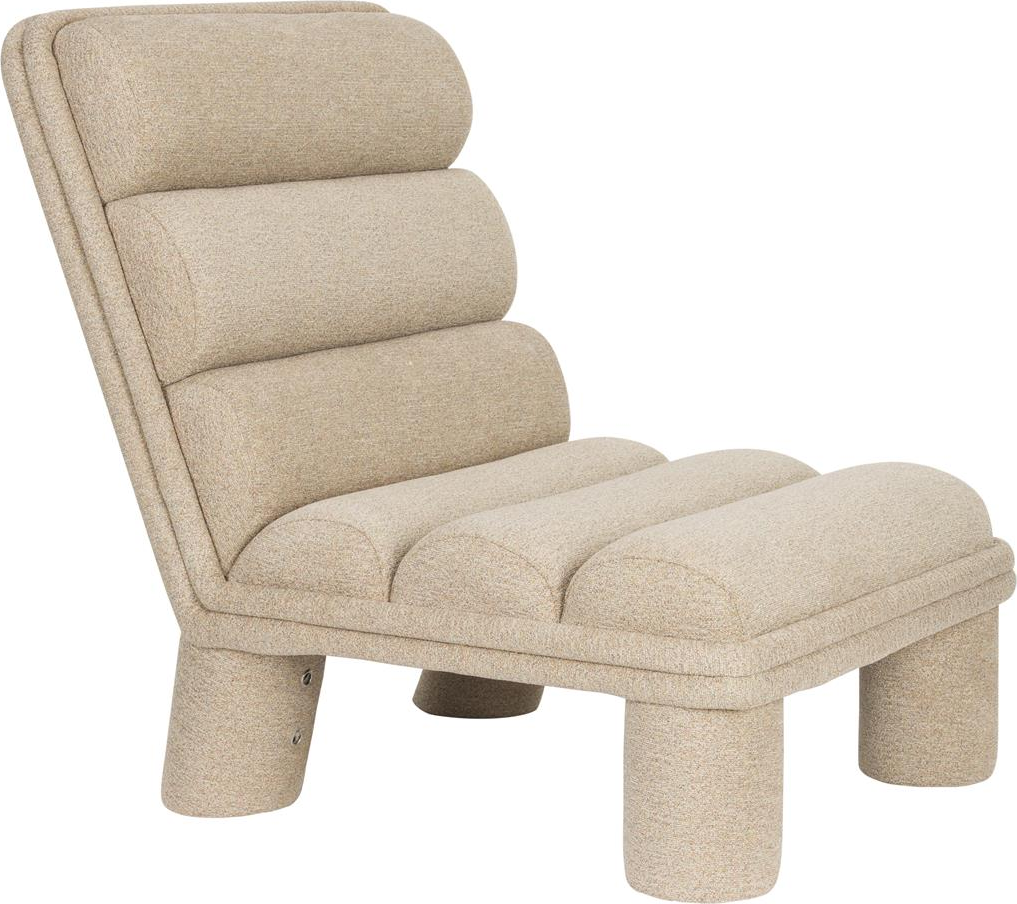 Loungestol Dutchbone Fern   Bouclé Polyester Med Pu-skum  Jern Mdf Stel  Stenlysgrå H80xb65xl86 Cm
