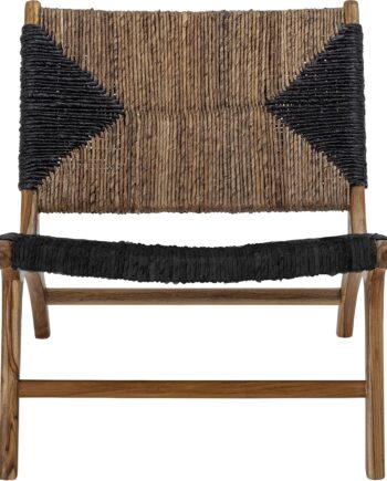 Loungestol Grant Creative Collection   Robust Teak Med Banansnore Sort Natur  Kompakt Indendørs Design