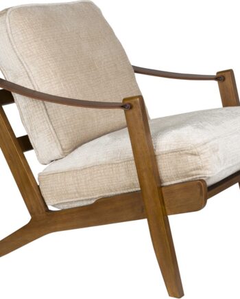 Loungestol Lænestol Dutchbone Washington Lysgrå Polyester Med Gummitræstel Og Læderarmlæn 79x67x90 Cm