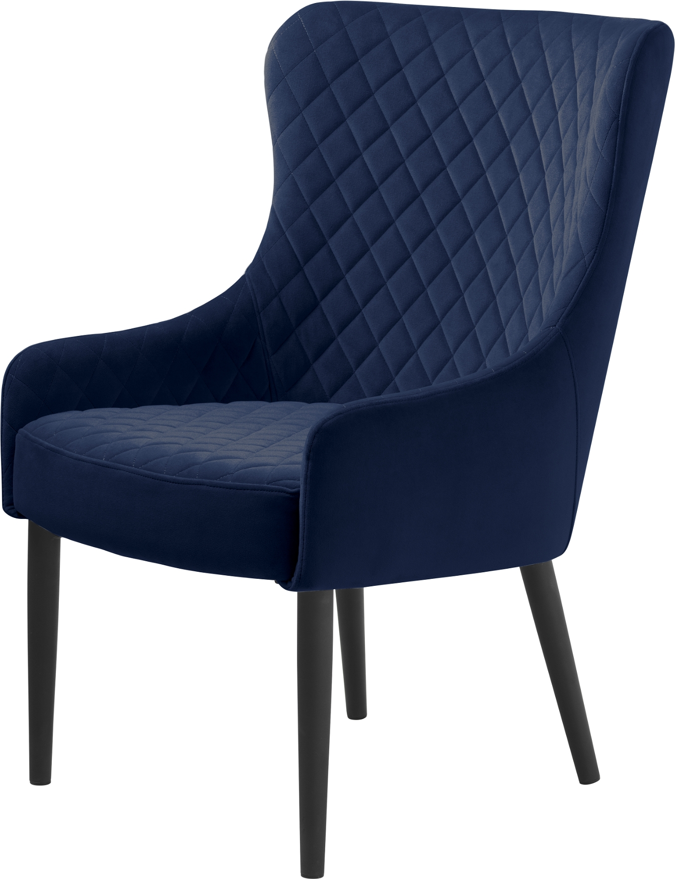Loungestol Nordique Design Ottowa Fløjl Blå På Sorte Metalben Harlekinsyninger Og Robust Konstruktion Luksuriøs Siddekomfort