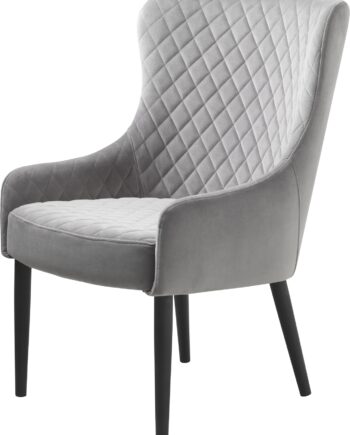 Loungestol Nordique Design Ottowa   Grå Fløjl Med Sort Sandblæste Metalben