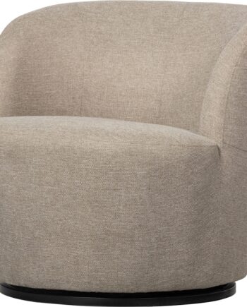 Loungestol Woood Exclusive Serra   Sandfarvet Vævet Polyester Med Drejefunktion   75ã 70ã 77 Cm
