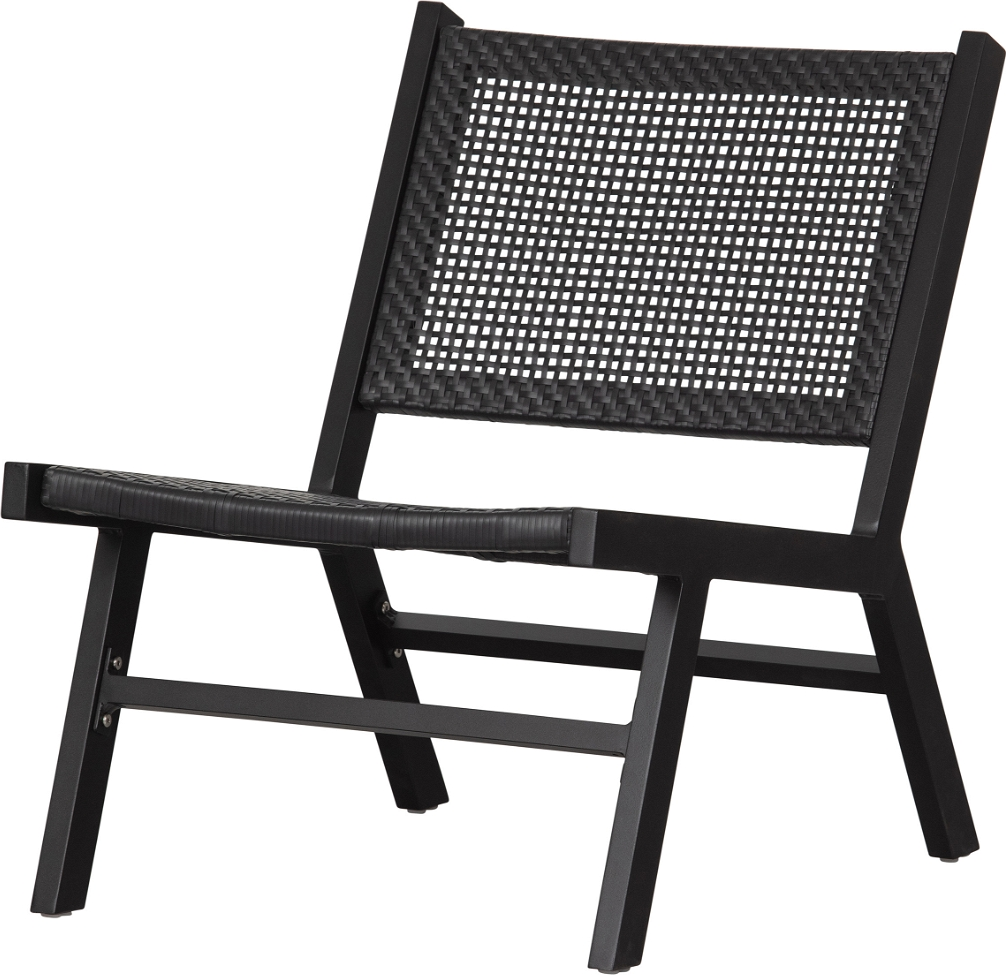 Loungestol Woood Puk   Sort Aluminium-lænestol Med Flettet Polyethylen  H72ã B57ã D78 Cm  In- Og Udendørs