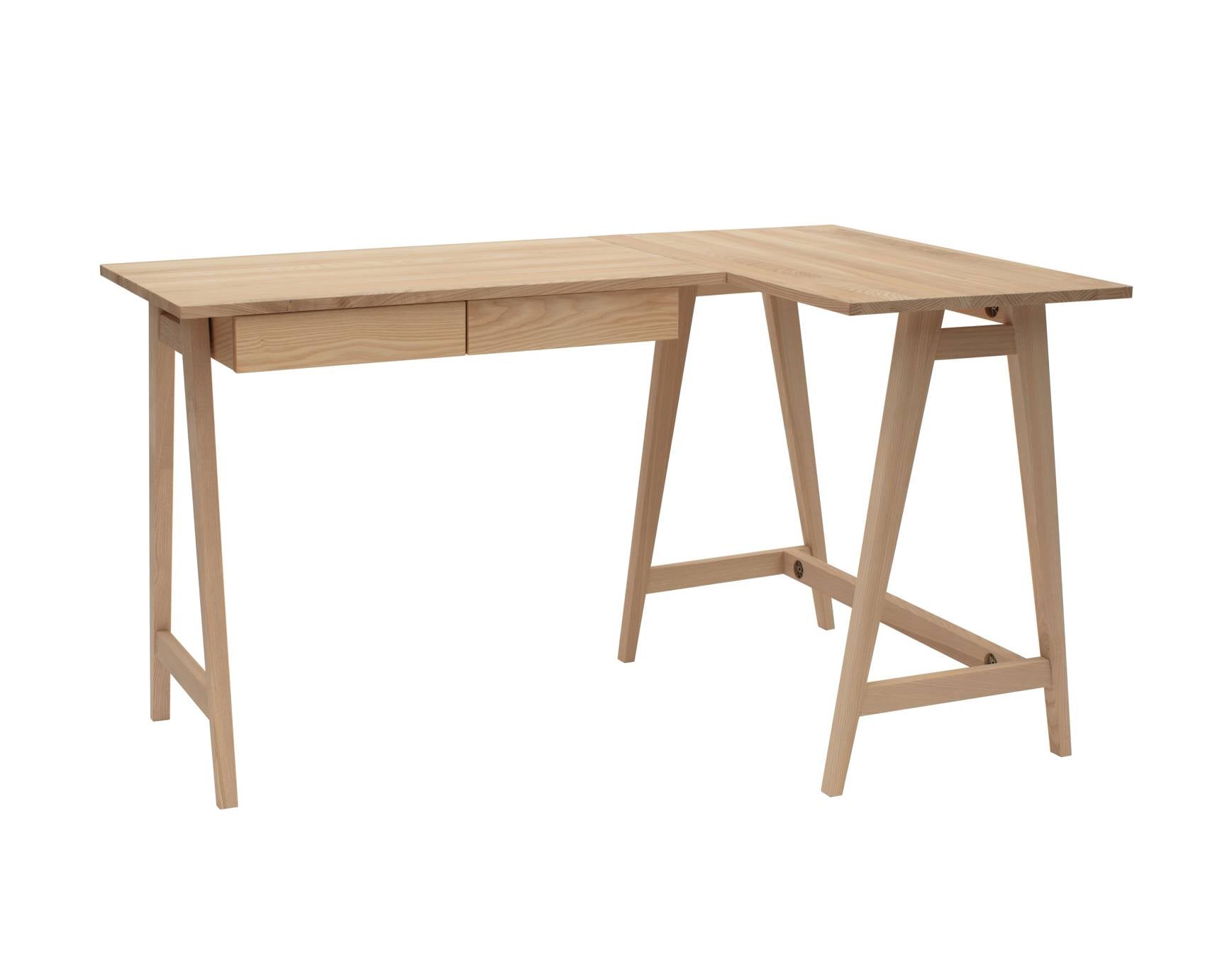 Luka Ask -formet Skrivebord B135cm D85cm Højrestillet