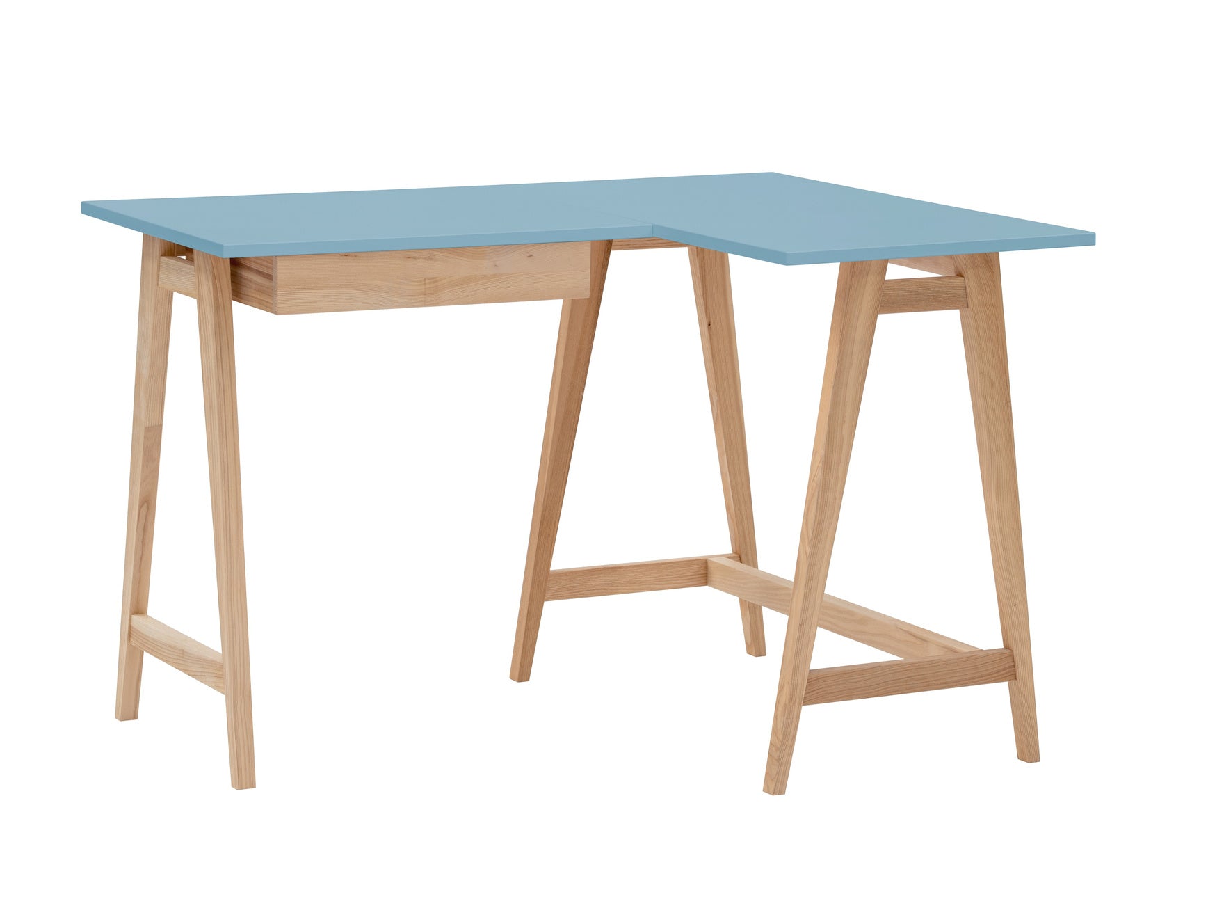 Luka Asketræ Hjørneskrivebord B115cm D85cm Blå Højre Side