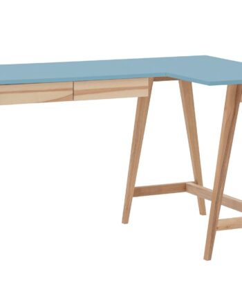 Luka Asketræ Hjørneskrivebord B135cm   D85cm Blå Højre Side