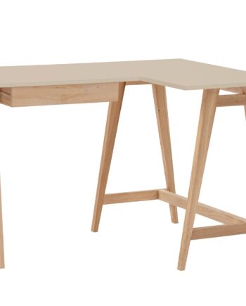 Luka Asketræ Hjørneskrivebord B115cm   D85cm Brun Beige Højre Side