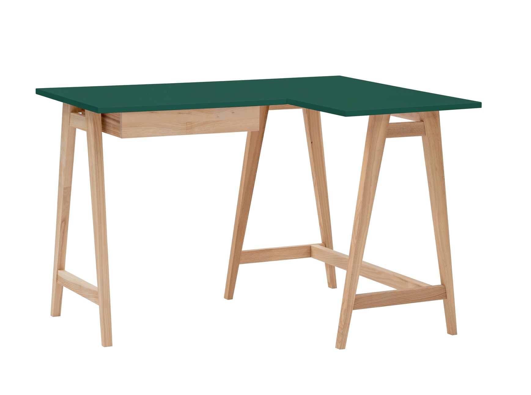 Luka Asketræ Hjørneskrivebord B115cm D85cm Grøn Højre Side