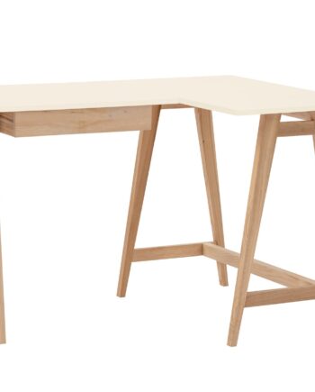 Luka Asketræ Hjørneskrivebord B115cm   D85cm Hvid Højre Side