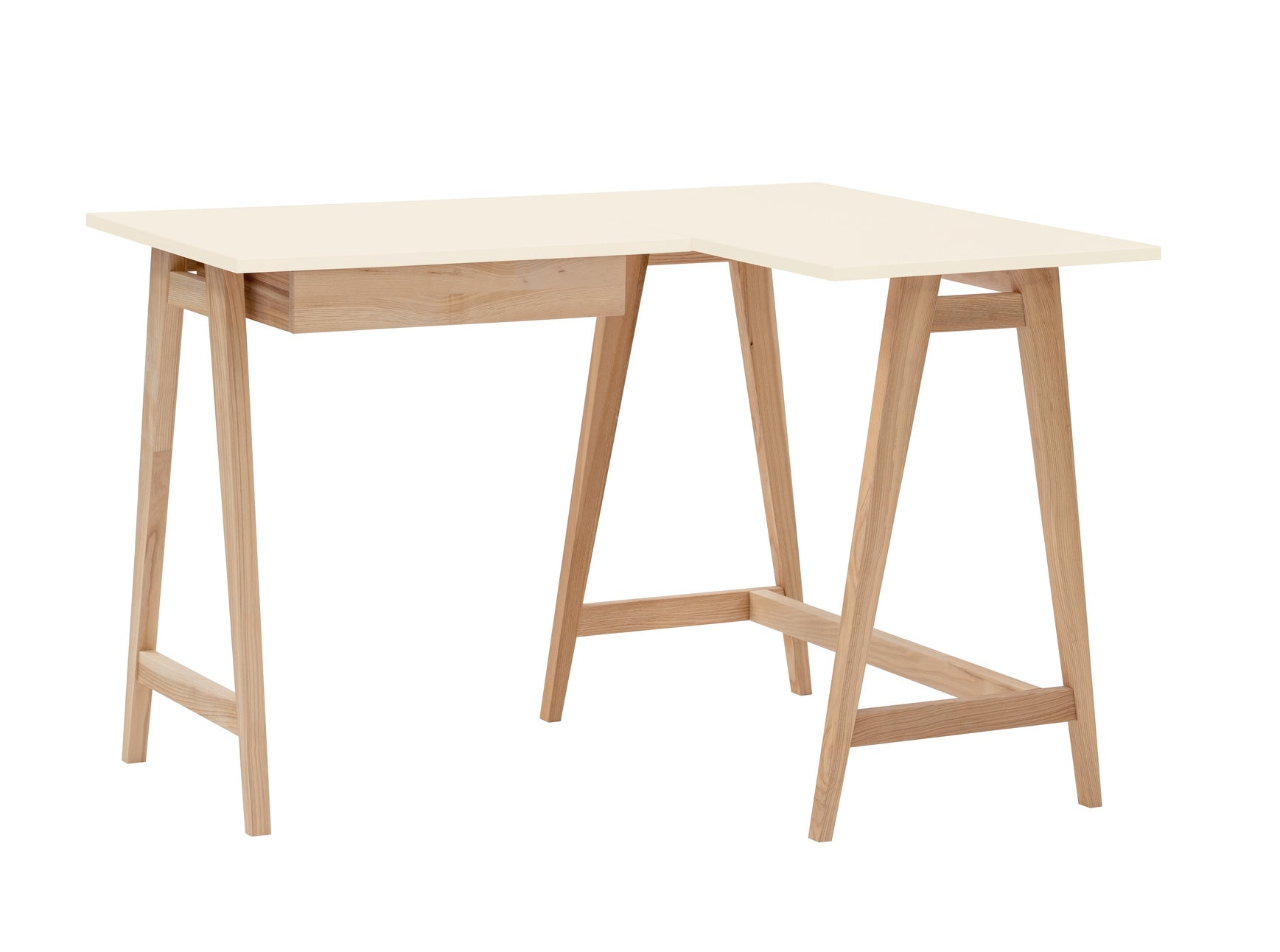 Luka Asketræ Hjørneskrivebord B115cm D85cm Hvid Højre Side