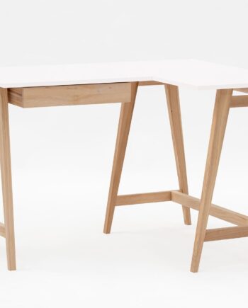 Luka Asketræ Hjørneskrivebord   115cm     85cm   Hvid Højre Side