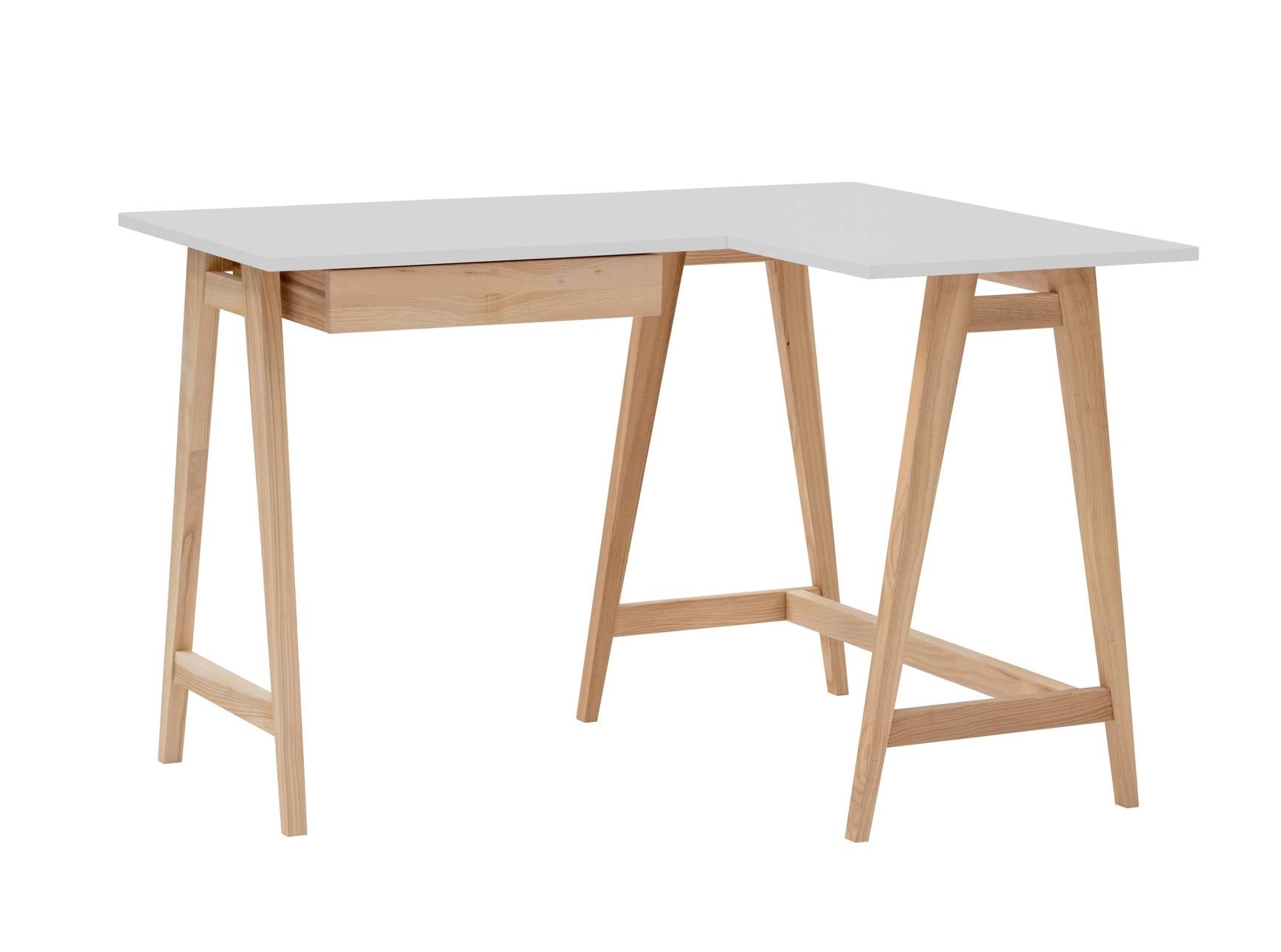 Luka Asketræ Hjørneskrivebord 115cm 85cm Lysegrå Højre Side