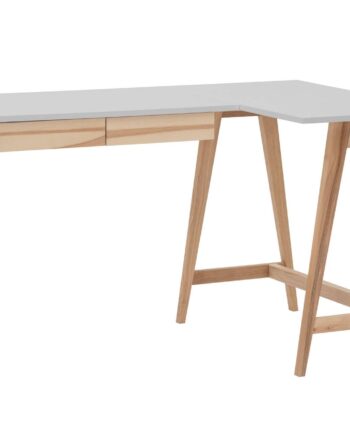 Luka Asketræ Hjørneskrivebord   135cm     85cm   Lysegrå Højre Side