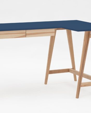 Luka Asketræ Hjørneskrivebord   135cm     85cm   Marineblå Højre Side
