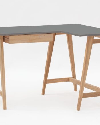Luka Asketræ Hjørneskrivebord   115cm     85cm   Mørkegrå Højre Side