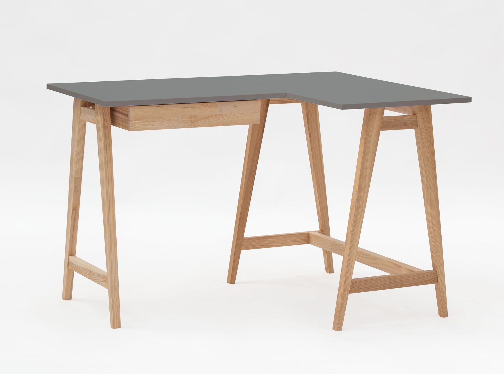 Luka Asketræ Hjørneskrivebord 115cm 85cm Mørkegrå Højre Side