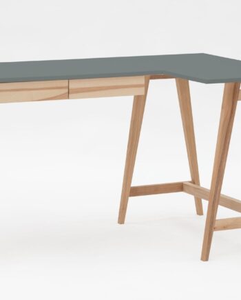 Luka Asketræ Hjørneskrivebord   135cm     85cm   Mørkegrå Højre Side