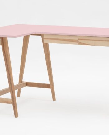 Luka Asketræ Hjørneskrivebord   135cm     85cm   Pink Venstre Side