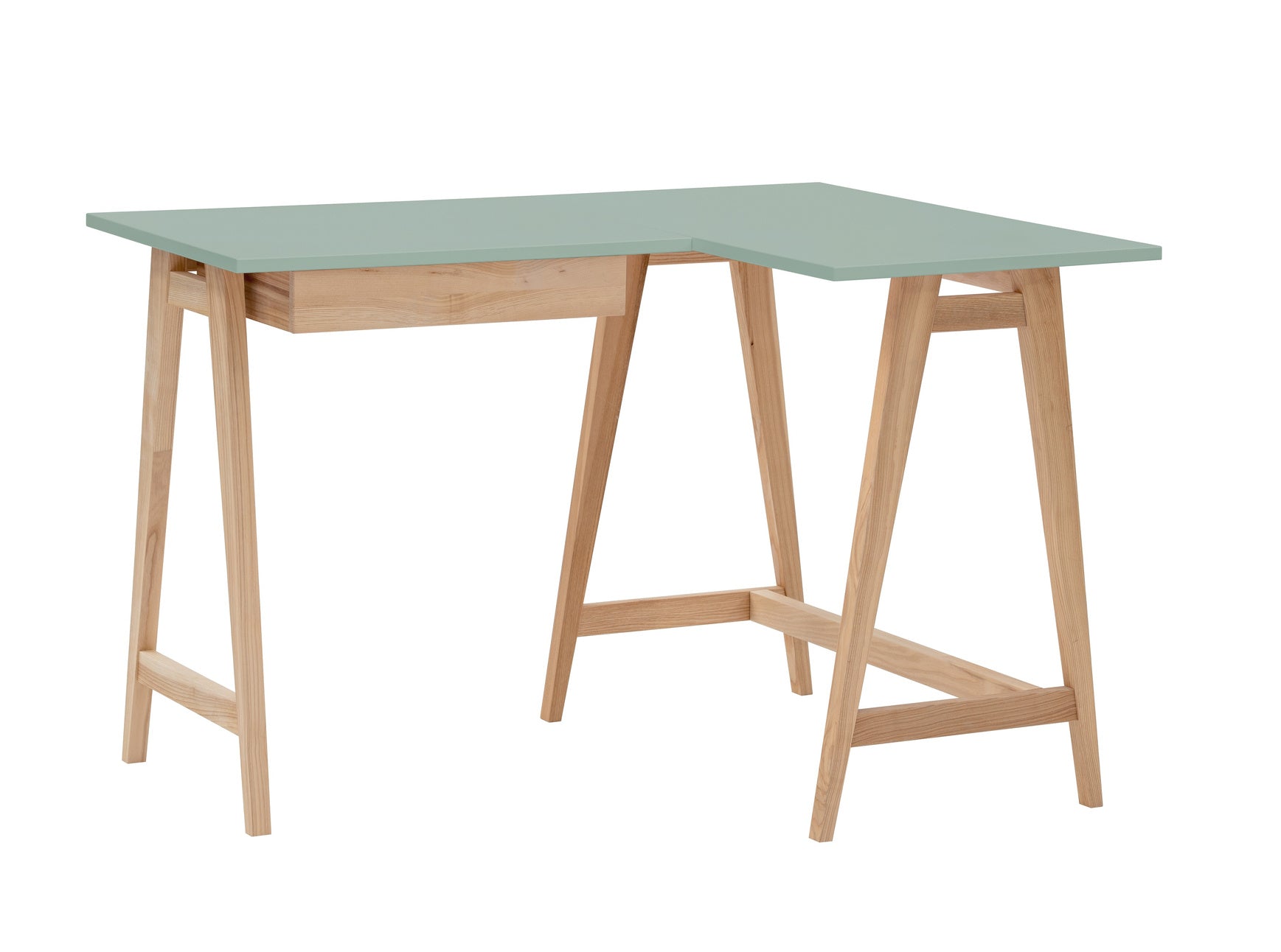 Luka Asketræ Hjørneskrivebord B115cm D85cm Salviegrøn Højre Side